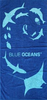 Blue Oceans Beach Towel, Bath Towel Sharks